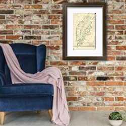 «Карта Камчатки 1» в интерьере в стиле лофт с кирпичной стеной и синим креслом