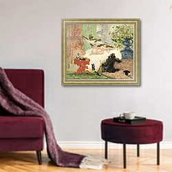 «A Modern Olympia, 1873-74» в интерьере гостиной в бордовых тонах