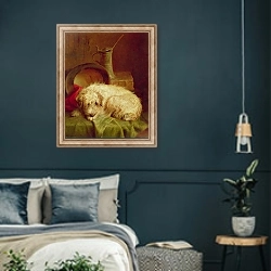 «A Terrier» в интерьере классической спальни с темными стенами