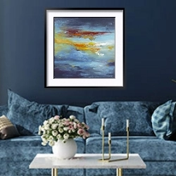 «Сolour energy. Sunset reflection» в интерьере современной гостиной в синем цвете