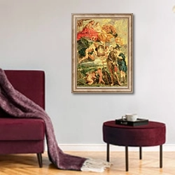 «Homage to Rubens» в интерьере гостиной в бордовых тонах