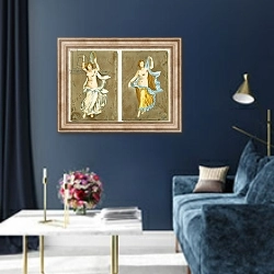 «Dancing girls from a Pompeian painting» в интерьере в классическом стиле в синих тонах