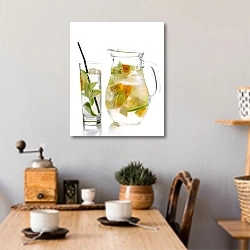 «Освежающий лимонад» в интерьере кухни над обеденным столом с кофемолкой