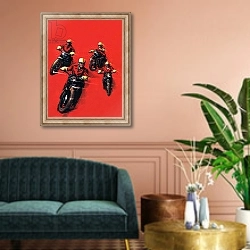 «Motor Cycles» в интерьере классической гостиной над диваном