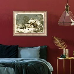«Illustration for Emerson's The Snow Storm» в интерьере спальни с акцентной стеной