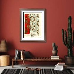 «Chinese prints pl.84» в интерьере прихожей в этническом стиле с красной стеной