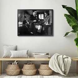 «Bogart, Humphrey (Casablanca) 3» в интерьере комнаты в стиле ретро с плетеными корзинами