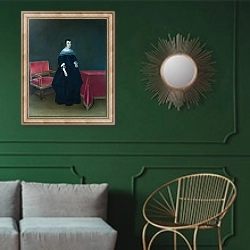 «Портрет Херманы ван дер Грус» в интерьере классической гостиной с зеленой стеной над диваном