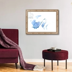 «Sheet and Pillowcases in Tiree Wind, 2004» в интерьере гостиной в бордовых тонах