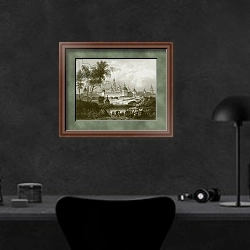 «Troitzko-Sergiersky laurae» в интерьере кабинета в черных цветах над столом