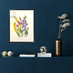 «Bluebells, Broom, Herb Robert and other wild flowers» в интерьере в классическом стиле над креслом