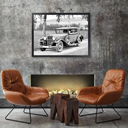 «Mercedes-Benz N?rburg 460 Special Cabriolet D (W08) '1928–34» в интерьере в стиле лофт с бетонной стеной над камином