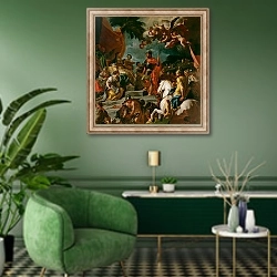 «Barak and Deborah 3» в интерьере гостиной в зеленых тонах