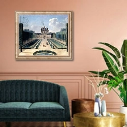 «Views of the Chateau de Mousseaux and its Gardens, 1» в интерьере классической гостиной над диваном