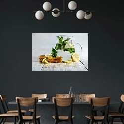 «Домашний лимон с мёдом» в интерьере столовой с черными стенами