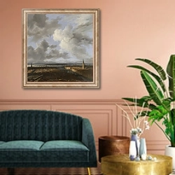 «Панорамный вид Амстердама» в интерьере классической гостиной над диваном