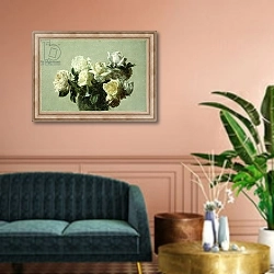 «Roses, 1885» в интерьере классической гостиной над диваном