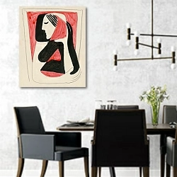 «Žena» в интерьере современной столовой с черными креслами