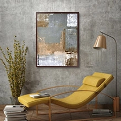 «Коричневый и серый» в интерьере в стиле лофт с желтым креслом