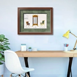 «Armchair, desk chair and mirror screen, plate 244, illustration from Collection de meubles et objects de gout, 1819, by Pierre-Antoine Leboux de La Mesangere» в интерьере кабинета в современном стиле