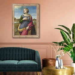 «Святая Катерина из Александрии» в интерьере классической гостиной над диваном