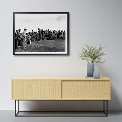«История в черно-белых фото 1204» в интерьере в скандинавском стиле над тумбой