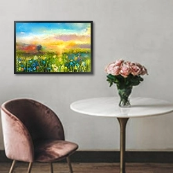 «Луговые цветы 3» в интерьере в классическом стиле над креслом
