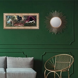 «Юпитер и Семела» в интерьере классической гостиной с зеленой стеной над диваном