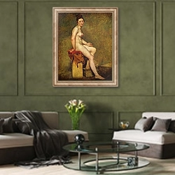 «Мадемуазель Роза» в интерьере гостиной в оливковых тонах