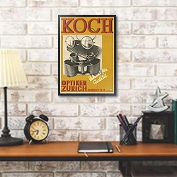 «Koch, Optiker Zürich, bekannt für Qualität» в интерьере кабинета в стиле лофт над столом
