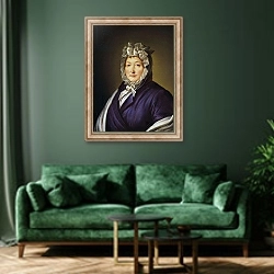 «Portrait of Princess Vavara Golitsin, c.1800» в интерьере зеленой гостиной над диваном