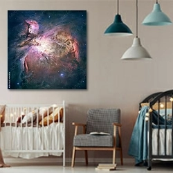 «Большая туманность в Орионе, Мессье 42» в интерьере детской комнаты для мальчика