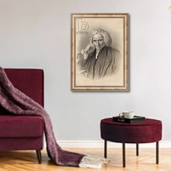 «Laurence Sterne» в интерьере гостиной в бордовых тонах