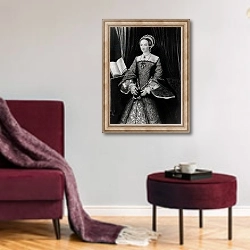 «Portrait of Elizabeth I when Princess c.1546» в интерьере гостиной в бордовых тонах