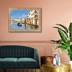 «The Grand Canal With The Rialto Bridge, Venice» в интерьере классической гостиной над диваном
