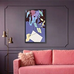 «Conductor, 2010» в интерьере гостиной с розовым диваном