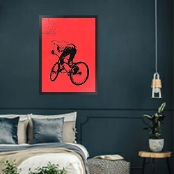 «Biker Boy» в интерьере классической спальни с темными стенами