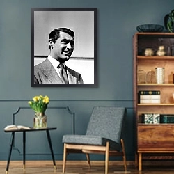 «Grant, Cary 8» в интерьере гостиной в стиле ретро в серых тонах