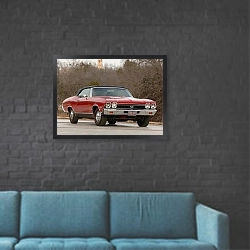 «Chevrolet Chevelle SS 396 Convertible '1968» в интерьере в стиле лофт с черной кирпичной стеной