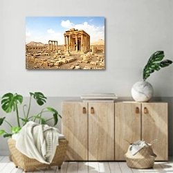 «Пальмира, Сирия. Руины древнего храма 2» в интерьере современной комнаты над комодом