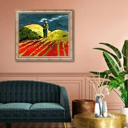 «Red Earth, 2015,» в интерьере классической гостиной над диваном