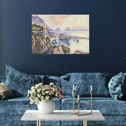 «The Island of Capri» в интерьере современной гостиной в синем цвете