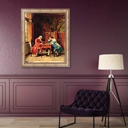 «The Chess Players, 1856» в интерьере в классическом стиле в фиолетовых тонах