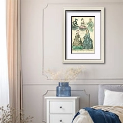 «Fashions for Desember 1847» в интерьере спальни в стиле прованс с синими деталями