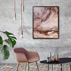 «Geode of brown agate stone 8» в интерьере в стиле лофт с бетонной стеной