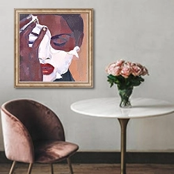 «'Face 1', 2012,» в интерьере в классическом стиле над креслом