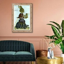 «The Hare and the Tortoise,1983, Mixed Media» в интерьере классической гостиной над диваном