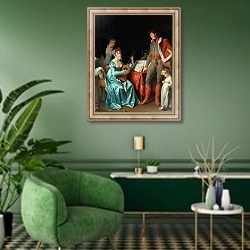 «La Duchesse Abrantes et le General Junot» в интерьере гостиной в зеленых тонах