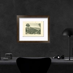«Distant View of Mafra & the Mountains of Cintra» в интерьере кабинета в черном цвете
