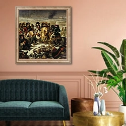«Napoleon on the Battle Field of Eylau, 9th February 1807, 1808 2» в интерьере классической гостиной над диваном